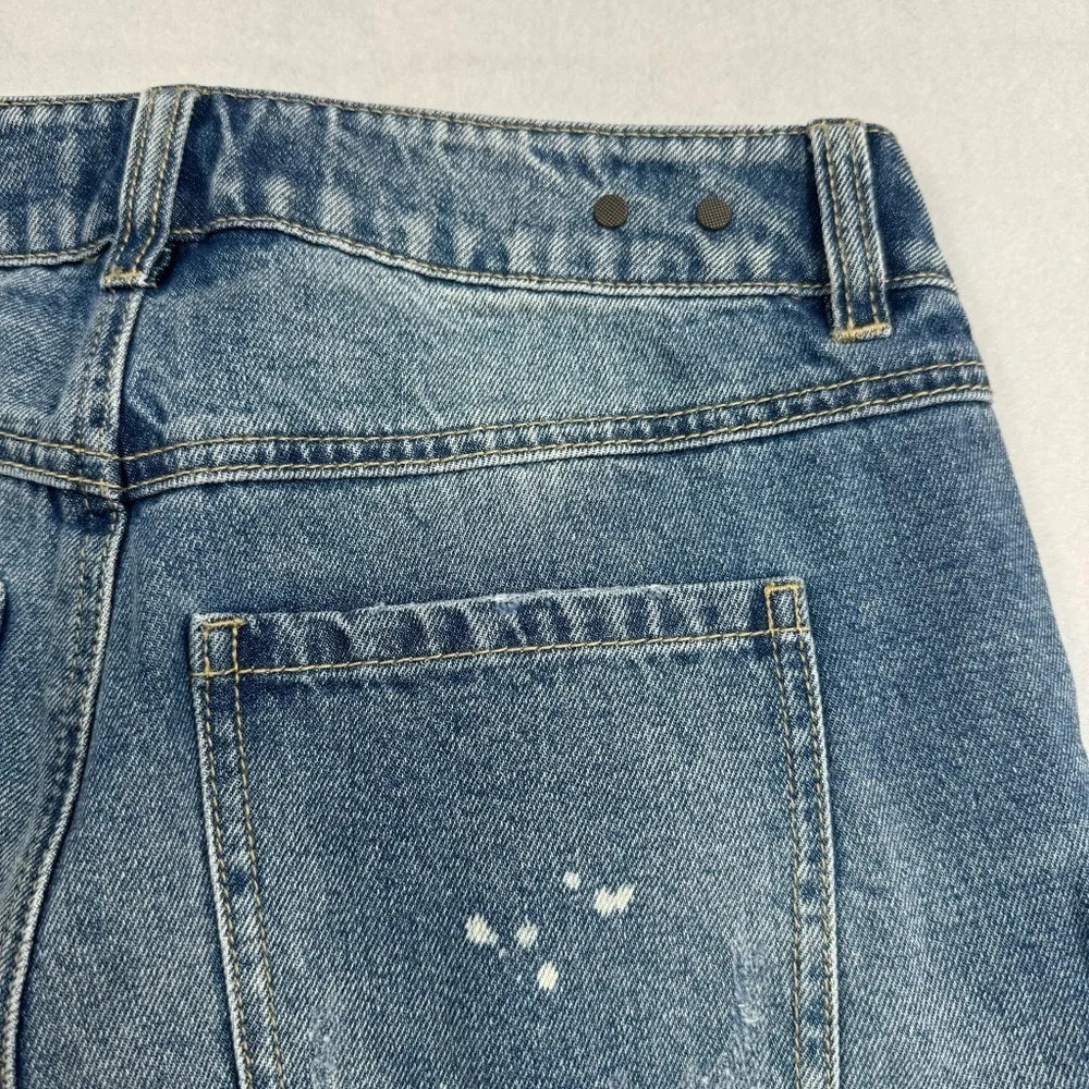 Cabi 100% Bf Straight Leg Jeans Womens Sz 2 Medium Blue Mid Rise Paint Splatter - Picture 13 of 13